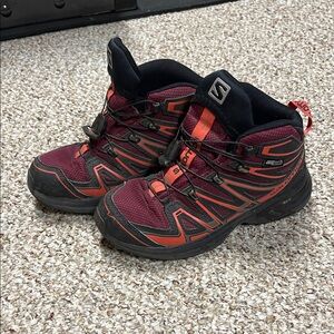 Salomon Kids' Burgundy and Orange Sneakers